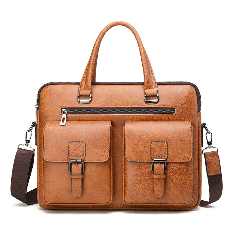 Leather Work Laptop Bag - Tas kerja bisnis pria, bermerek mewah,