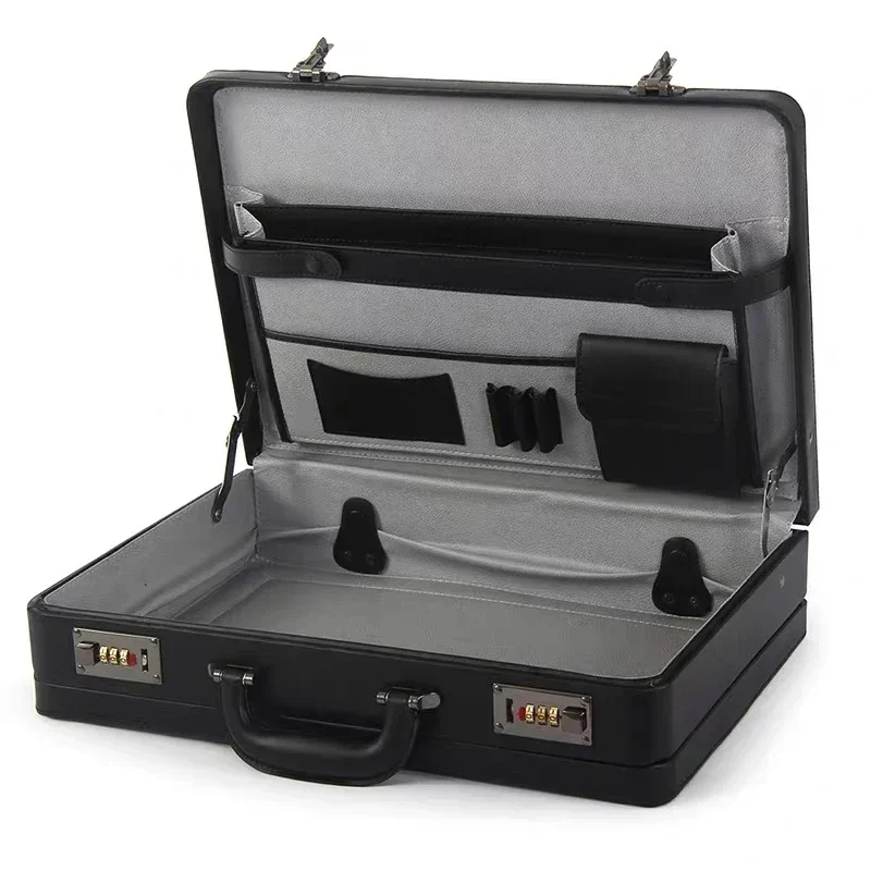 Leather Work Laptop Bag - Kotak Kata Sandi Multifungsi Koper Portabel