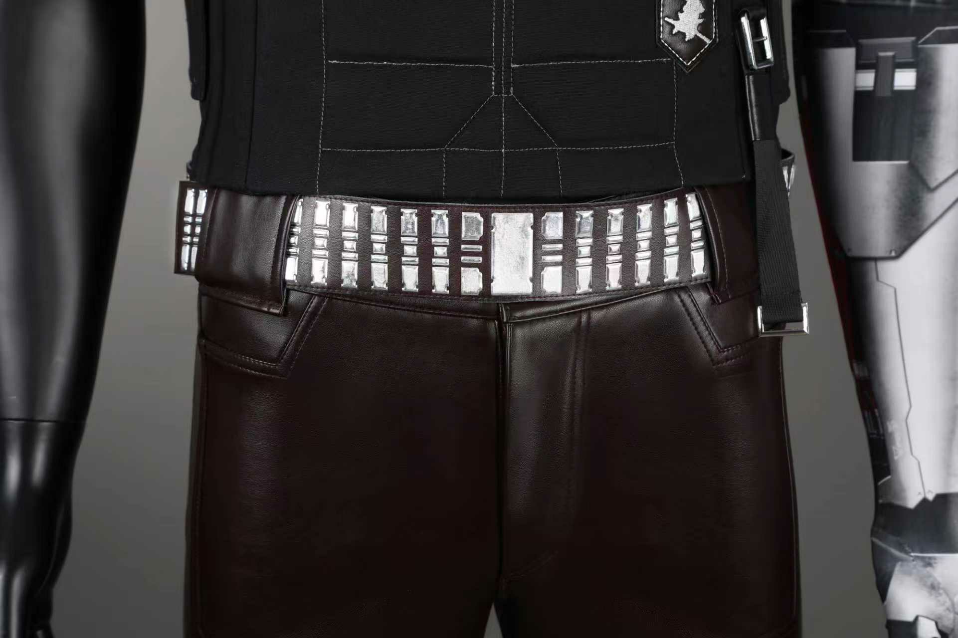 Leather Work Vest - Kostum Cosplay Johnny Silverhand Pakaian Pesta