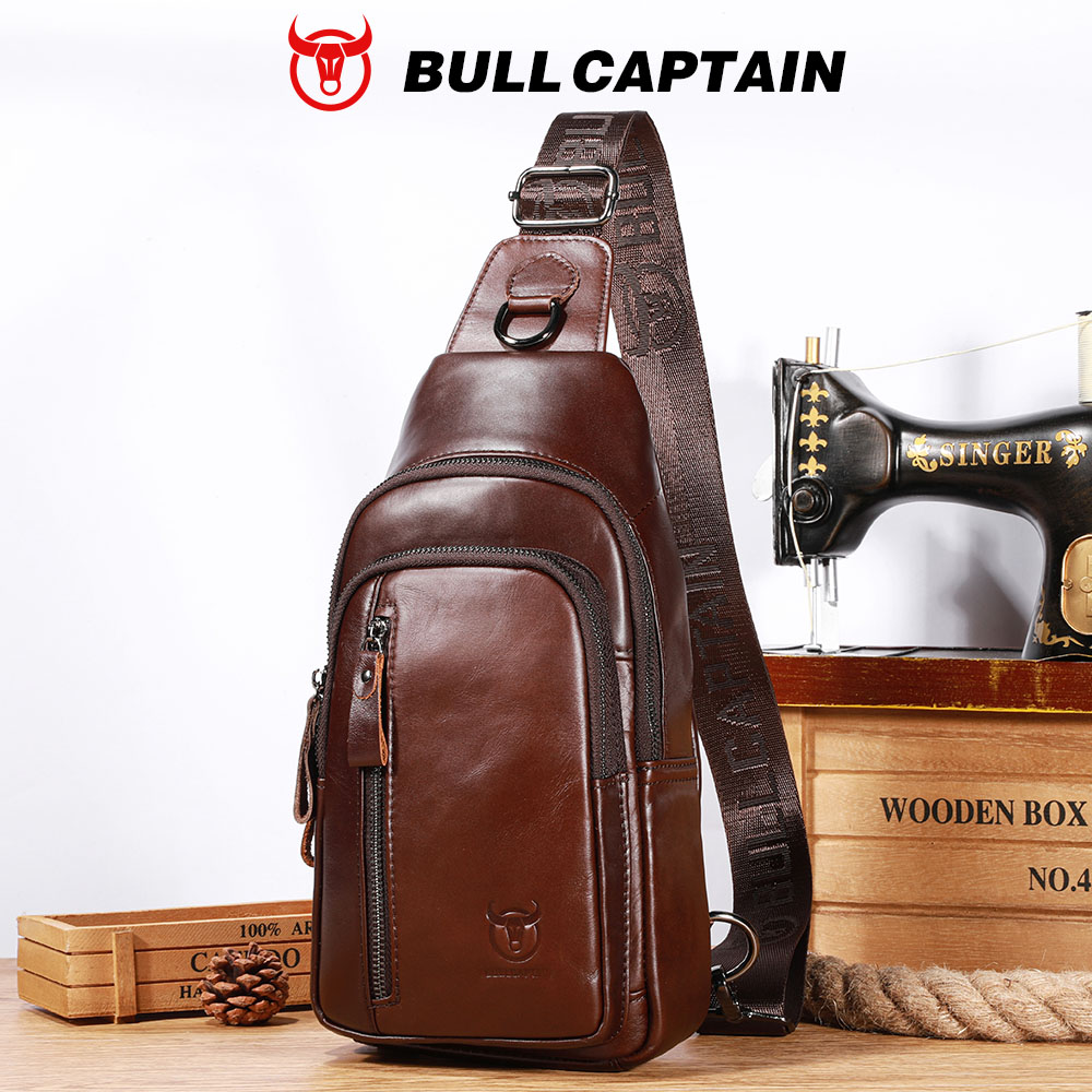 Leather Work Laptop Bag - Tas Dada Kulit Asli BULLCAPTAIN Kapasitas
