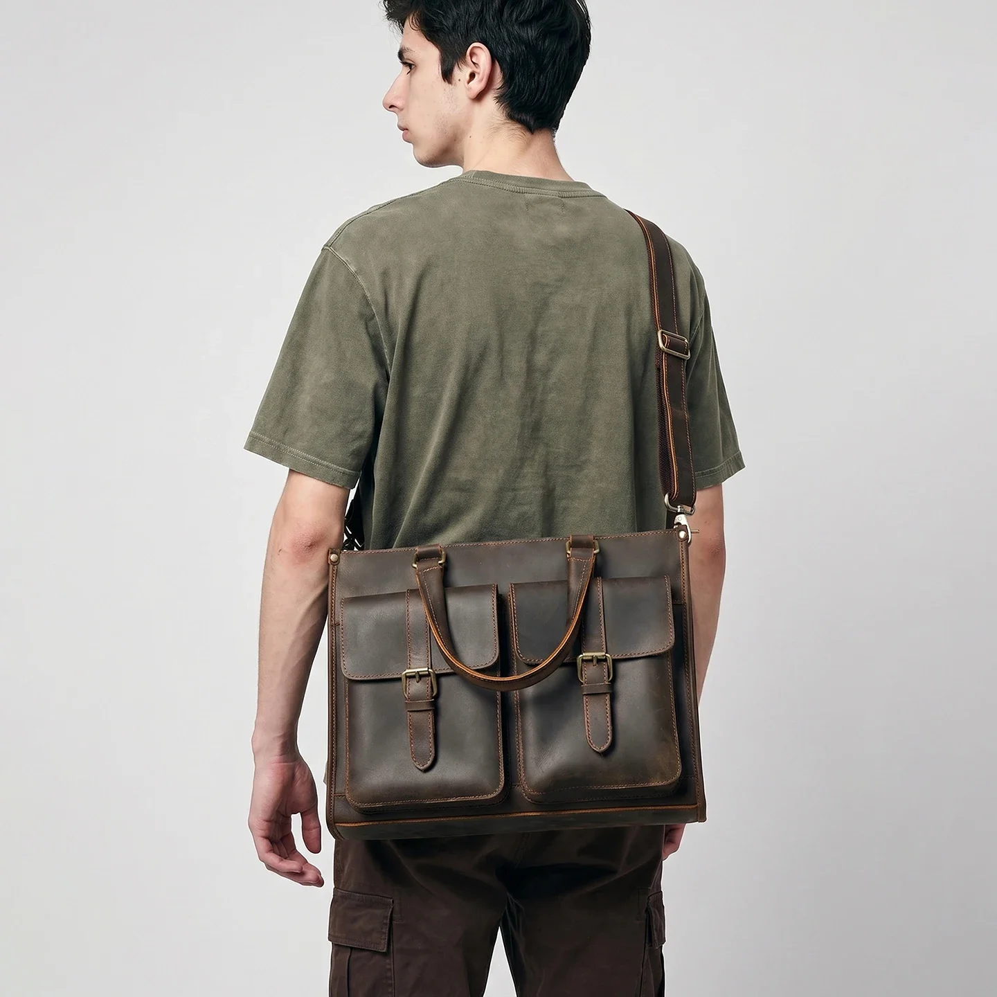 Leather Work Laptop Bag - Tas Selempang Kulit Asli Vintage untuk