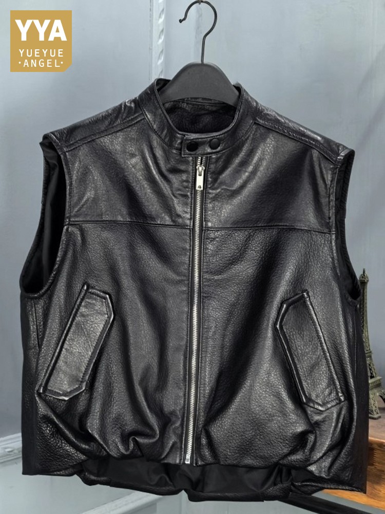 Leather Work Vest - Rompi Wanita Kulit Domba Alami Gaya