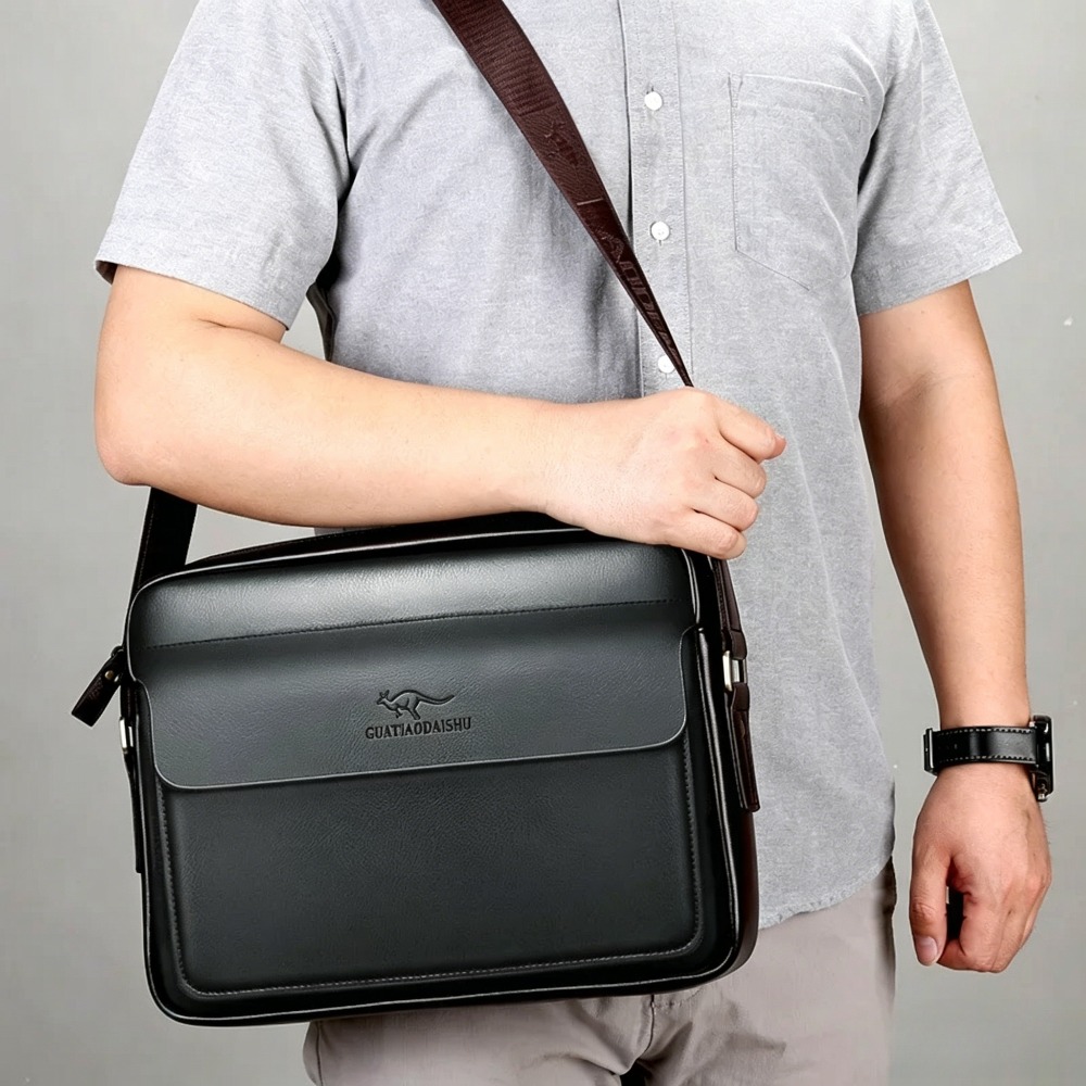 Leather Work Laptop Bag - Tas selempang pria retro dari kulit
