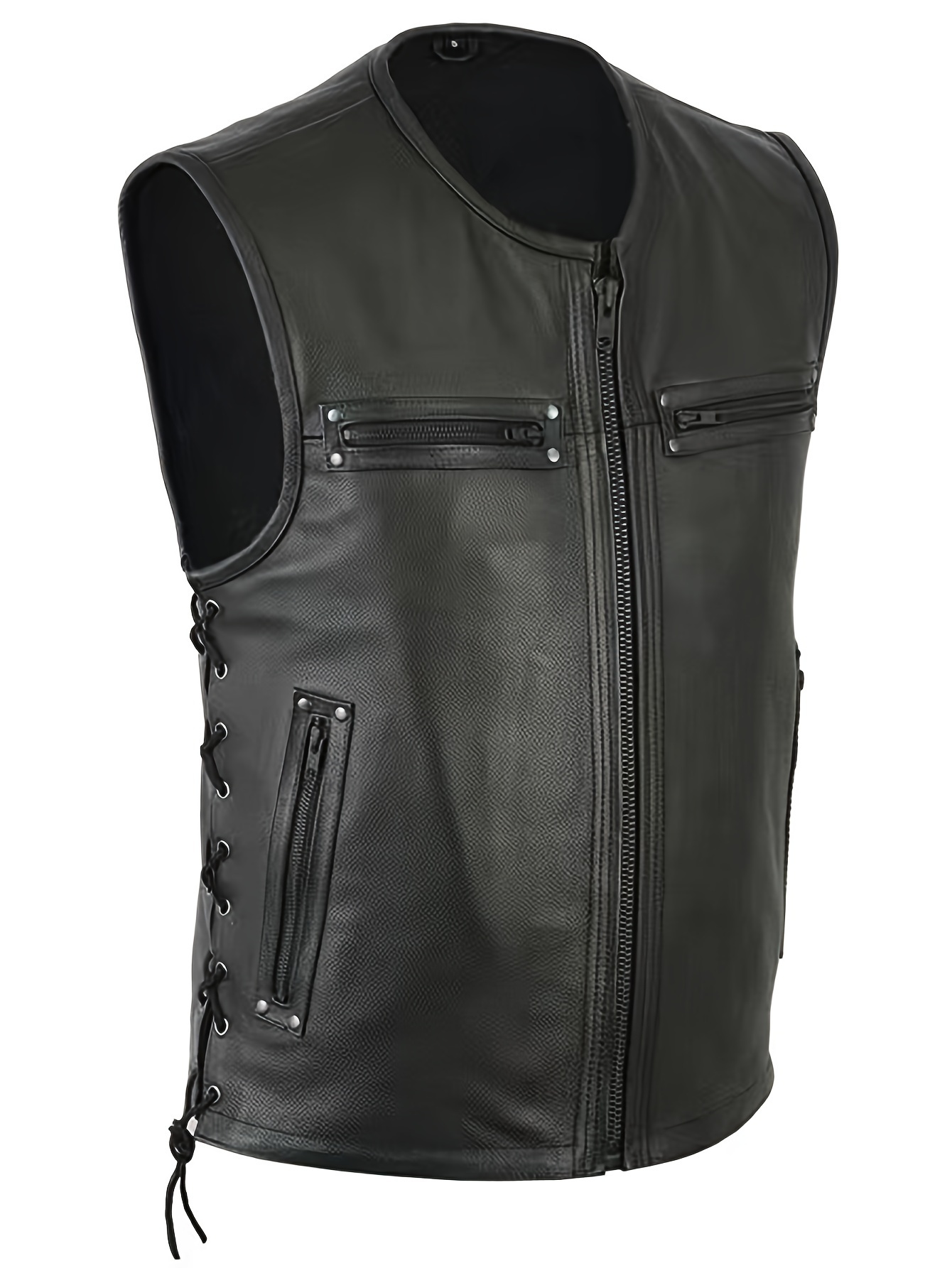 Rompi Kulit Pria Warna Solid M - Leather Work Vest For Men ulasan dan harga
