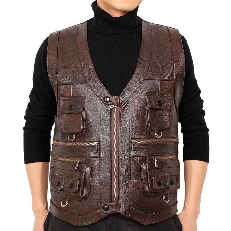 Rompi Kulit Asli Kulit Sapi Ro - Leather Work Vest ulasan dan harga