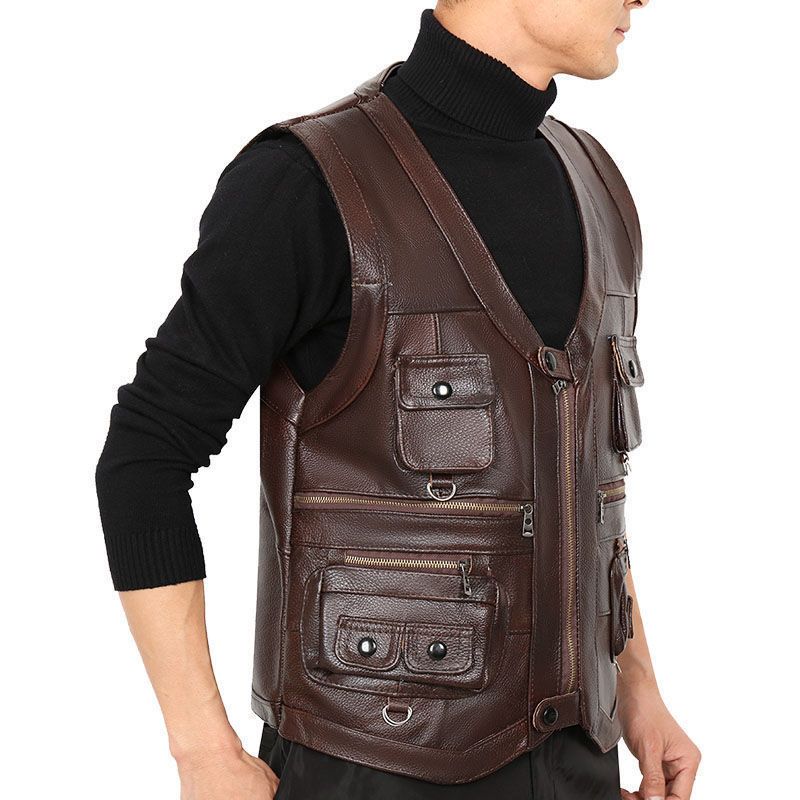 Rompi Kulit Asli Kulit Sapi Ro - Leather Work Vest ulasan dan harga