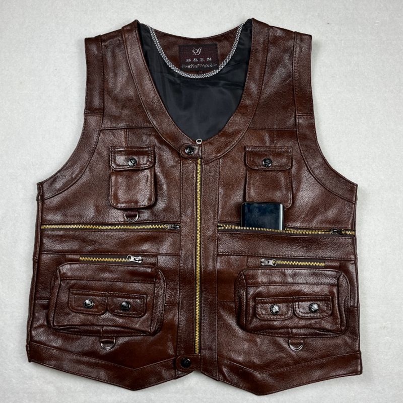 Rompi Kulit Asli Kulit Sapi Ro - Leather Work Vest ulasan dan harga