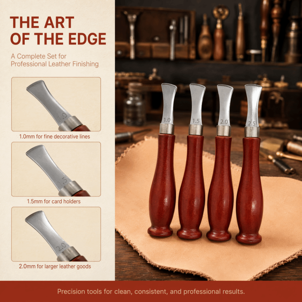 4 buah Alat Pembuat Lekukan Te - Leatherwork Edge Beveler ulasan dan harga