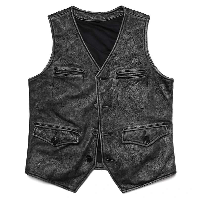 Gery jaket rompi tanpa lengan  - Leather Work Vest For Men ulasan dan harga