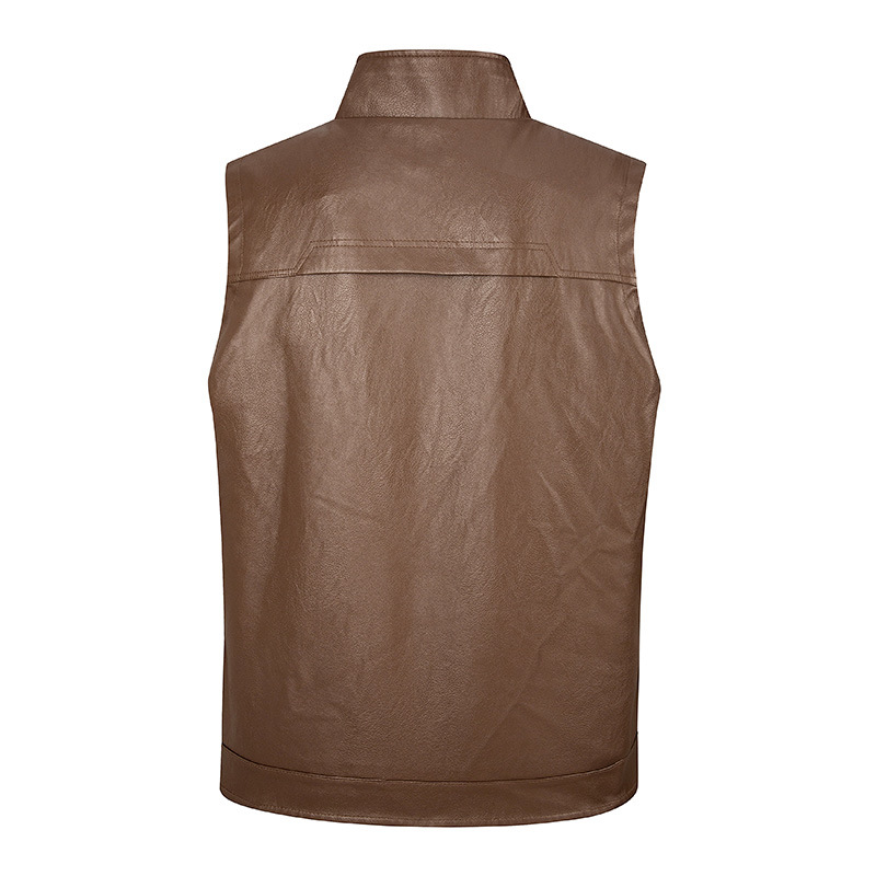 Rompi kulit pria, rompi kerah  - Leather Work Vest For Men ulasan dan harga