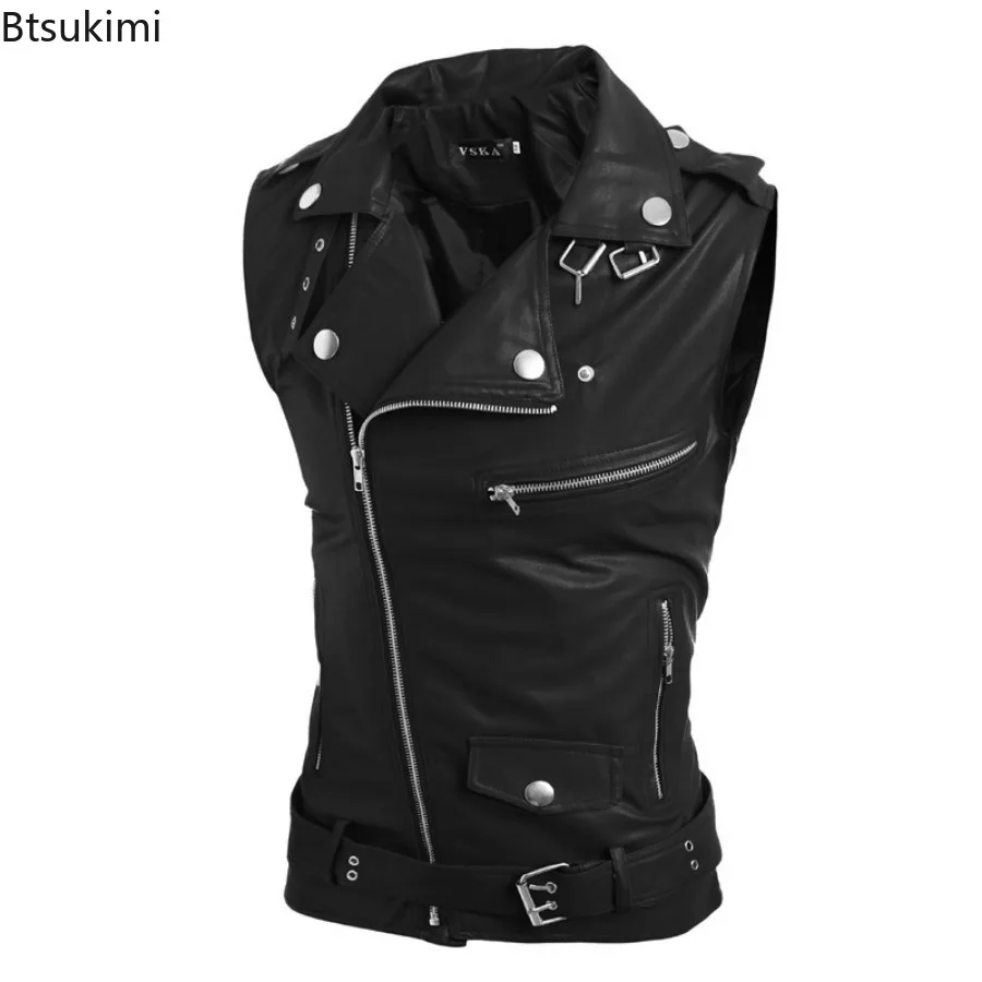 Rompi Kulit PU Kasual Pria 202 - Leather Work Vest ulasan dan harga