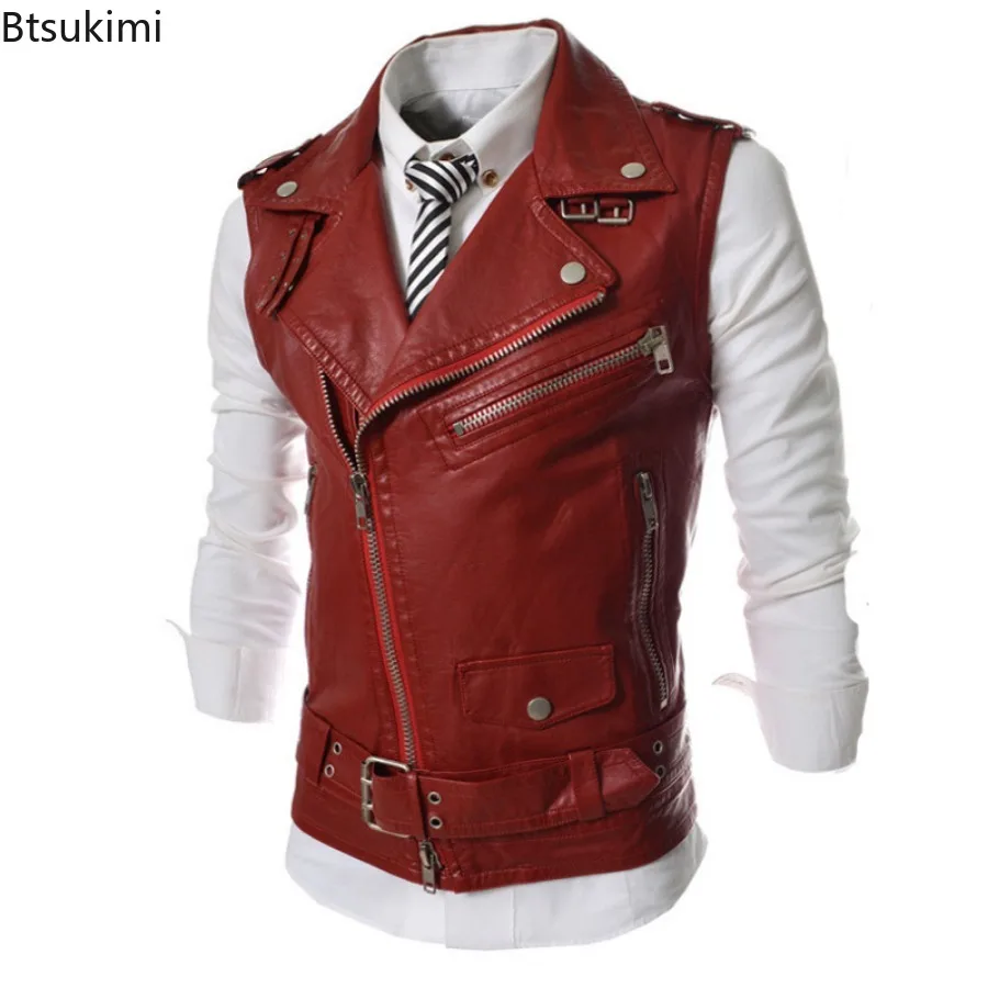 Rompi Kulit PU Kasual Pria 202 - Leather Work Vest ulasan dan harga