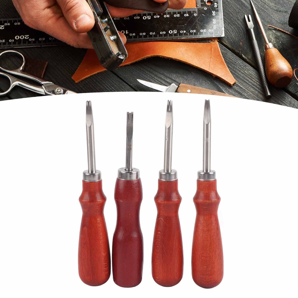 4 PCS Alat Pemotong Tepi Kulit - Leatherwork Edge Beveler ulasan dan harga