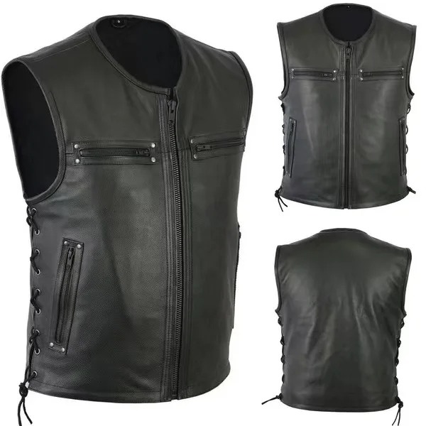 Rompi Kulit Kerah Tegak Warna  - Leather Work Vest ulasan dan harga