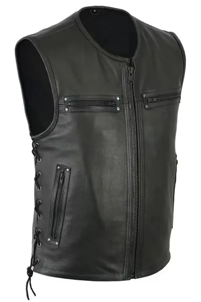 Rompi Kulit Kerah Tegak Warna  - Leather Work Vest ulasan dan harga