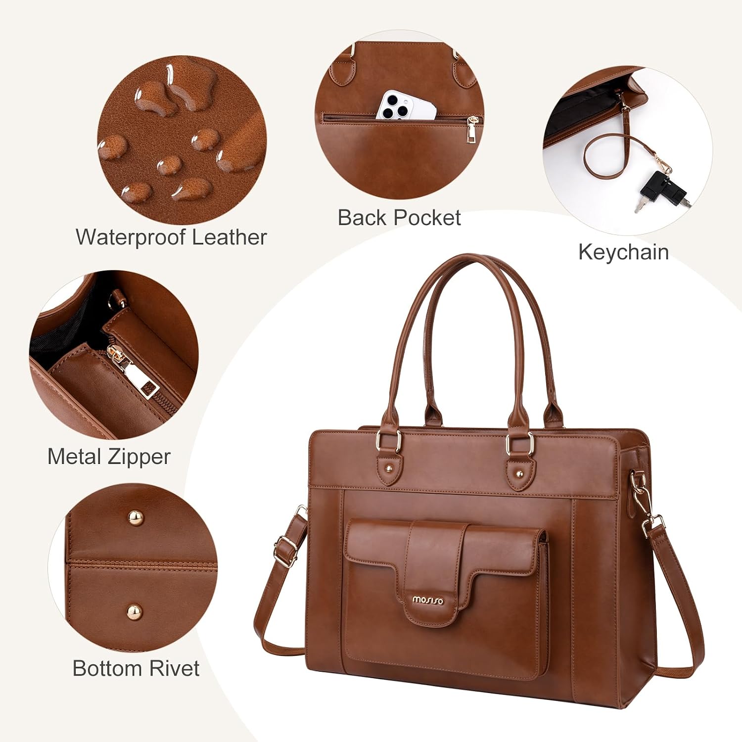 Tas Jinjing Laptop MOSISO untu - Leather Work Laptop Bag ulasan dan harga