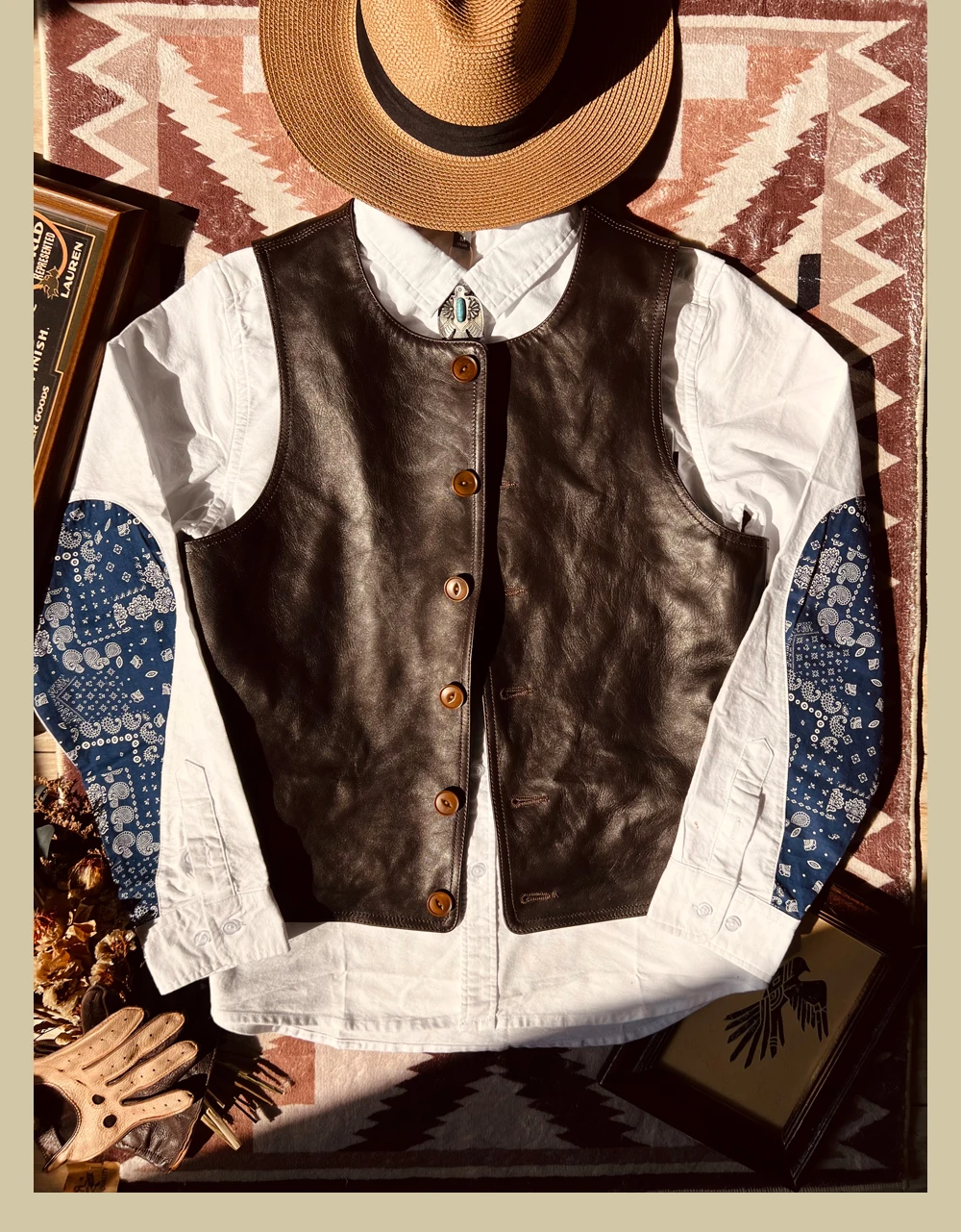 YR! Gratis pengiriman. Japan V - Leather Work Vest For Men ulasan dan harga