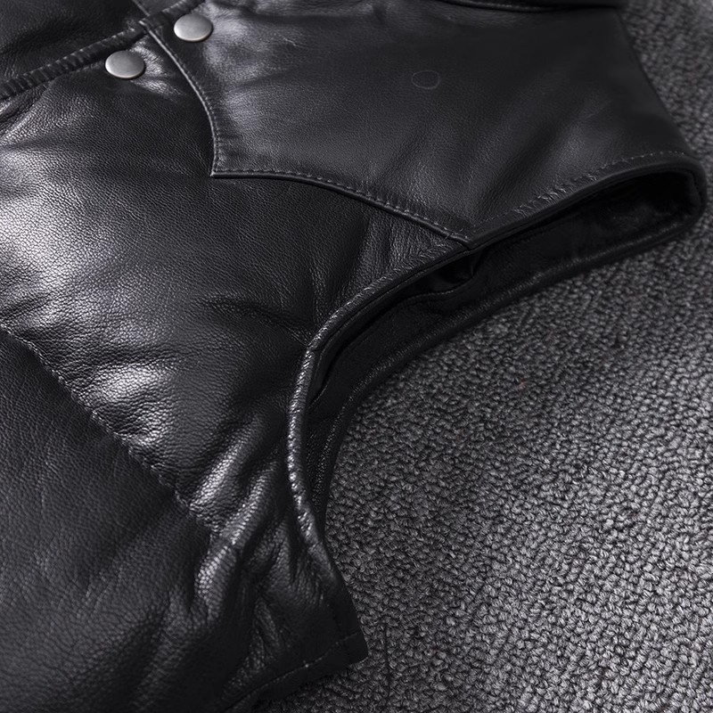 Jaket Kulit Slim Fit Pria, Rom - Leather Work Vest ulasan dan harga