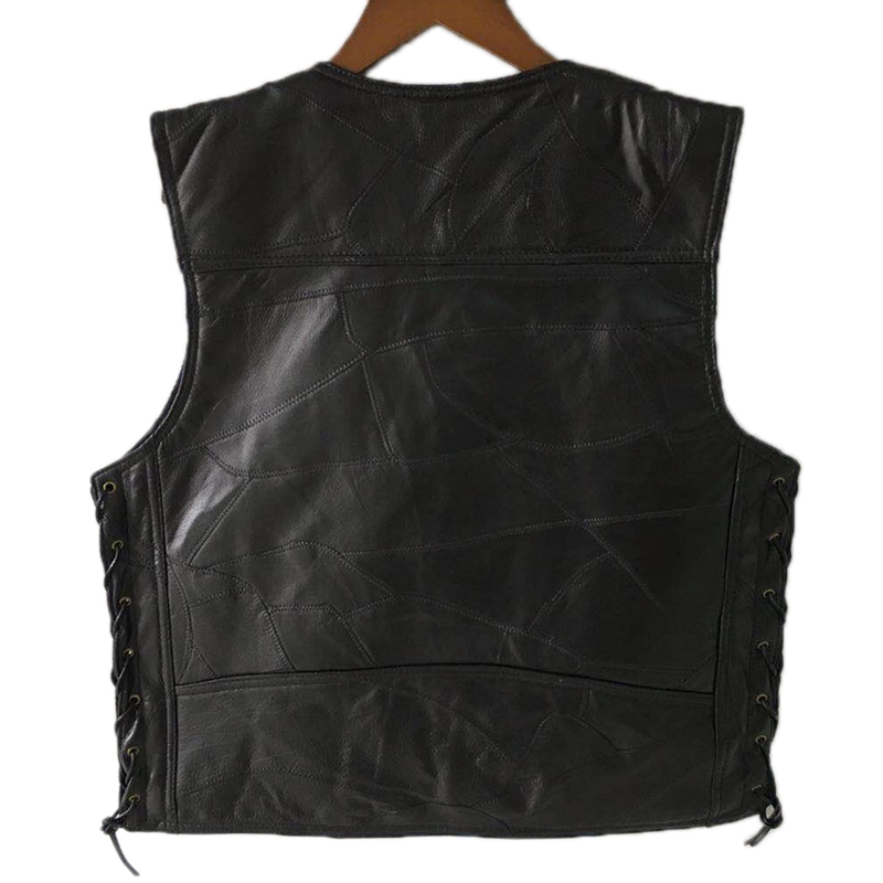 Rompi sepeda motor kulit hitam - Leather Work Vest ulasan dan harga