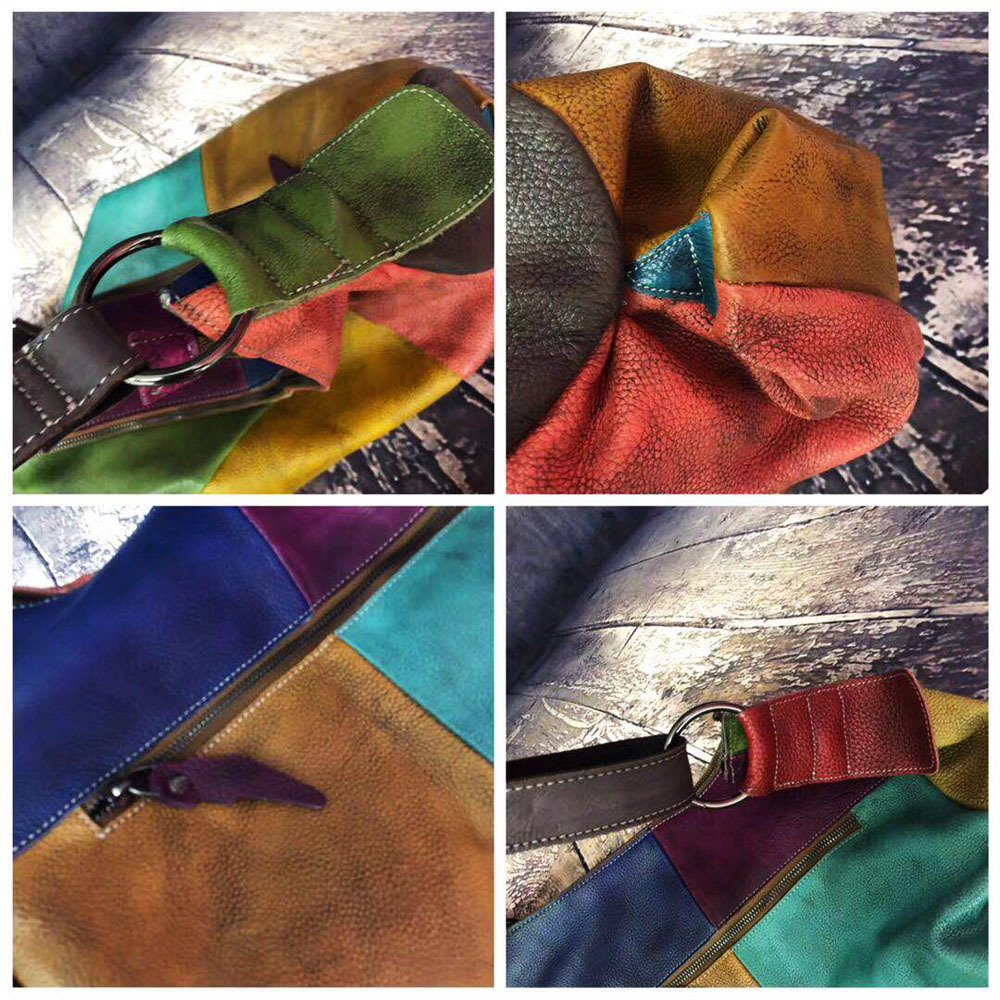 Patchwork Kulit Sapi Kulit Tas - Leather Work Laptop Bag ulasan dan harga